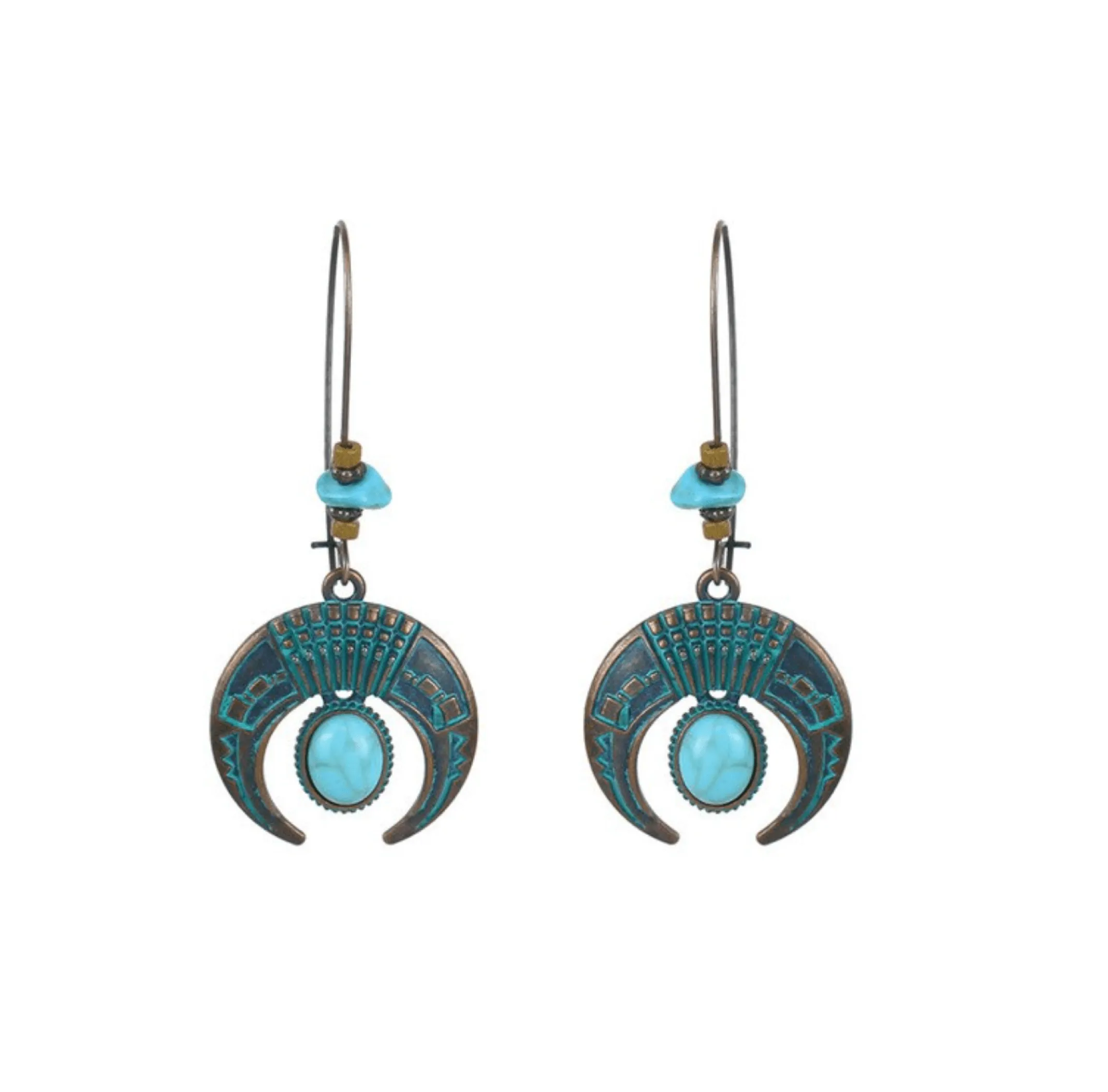Boho Crescent Moon Faux Turquoise Drop Earrings sold by Zulily