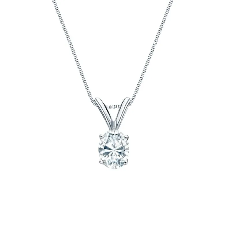 Auriya Platinum 0.30ctw Oval Solitaire Lab Grown Diamond Necklace 4-Prong Basket (F-G VS) - 0.3 sold by Zulily