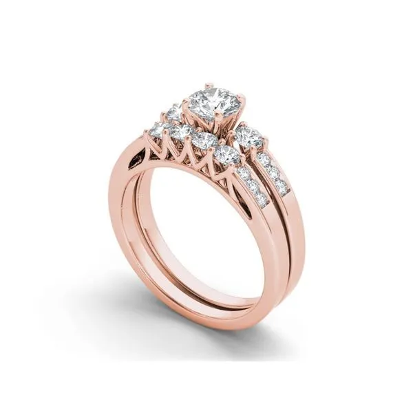 De Couer 14k Rose Gold 1 1/4ct TDW Diamond Three-Stone Engagement Ring Set - Pink sold by Zulily product image thumbnail 2