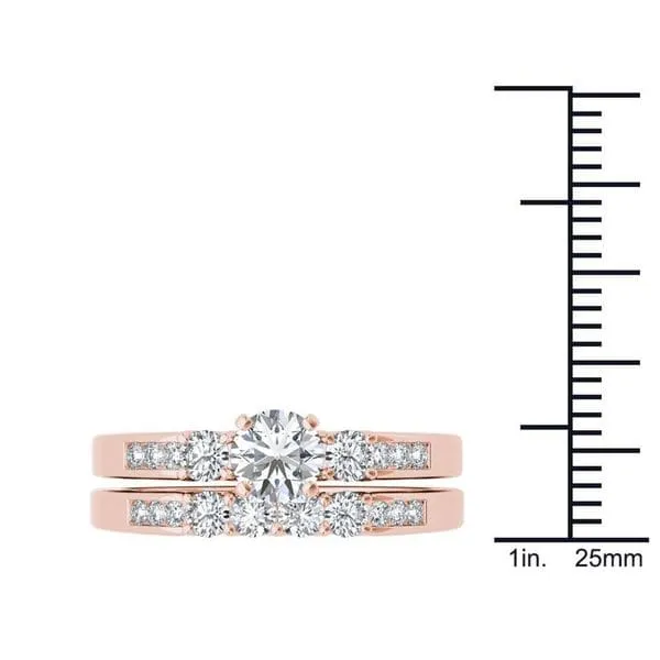 De Couer 14k Rose Gold 1 1/4ct TDW Diamond Three-Stone Engagement Ring Set - Pink sold by Zulily product image thumbnail 4