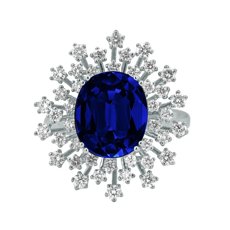 Auriya 18k Gold 6 1/4ct Oval Sapphire Halo Diamond Engagement Ring 1ct TDW sold by Zulily