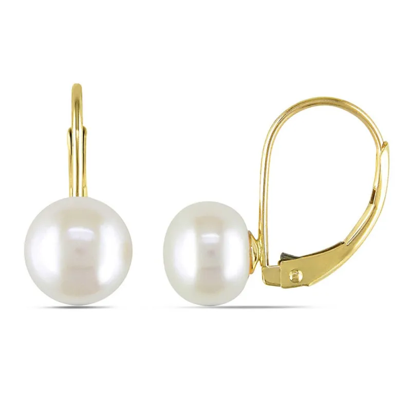 Miadora 10k Yellow Gold White Cultured Freshwater Pearl Earrings (7-7.5 mm) sold by Zulily