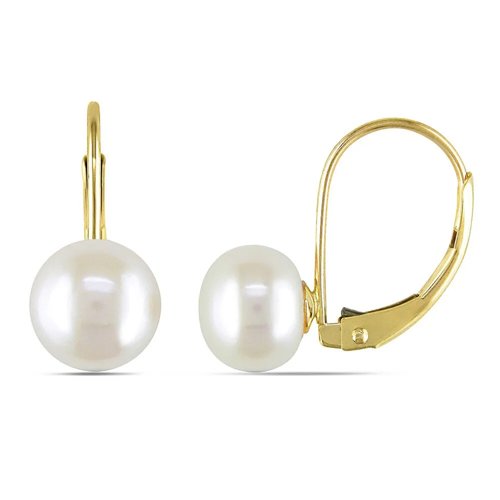 Miadora 10k Yellow Gold White Cultured Freshwater Pearl Earrings (7-7.5 mm) sold by Zulily