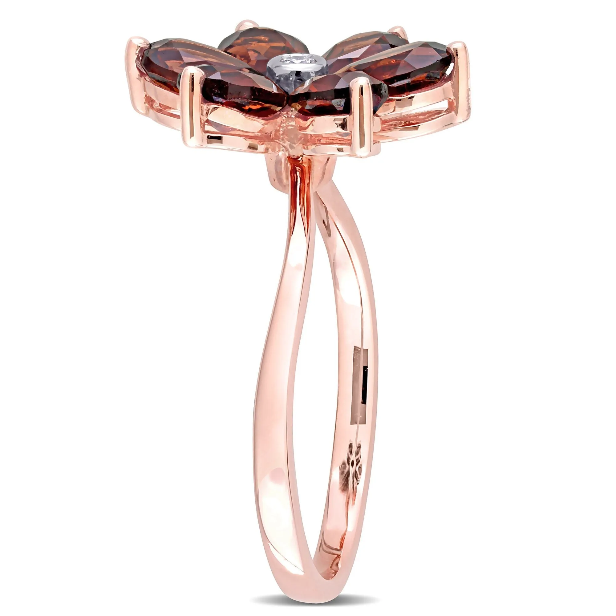 Miadora 3ct TGW Garnet and Diamond Accent Floral Ring in 10k Rose Gold sold by Zulily product image thumbnail 2