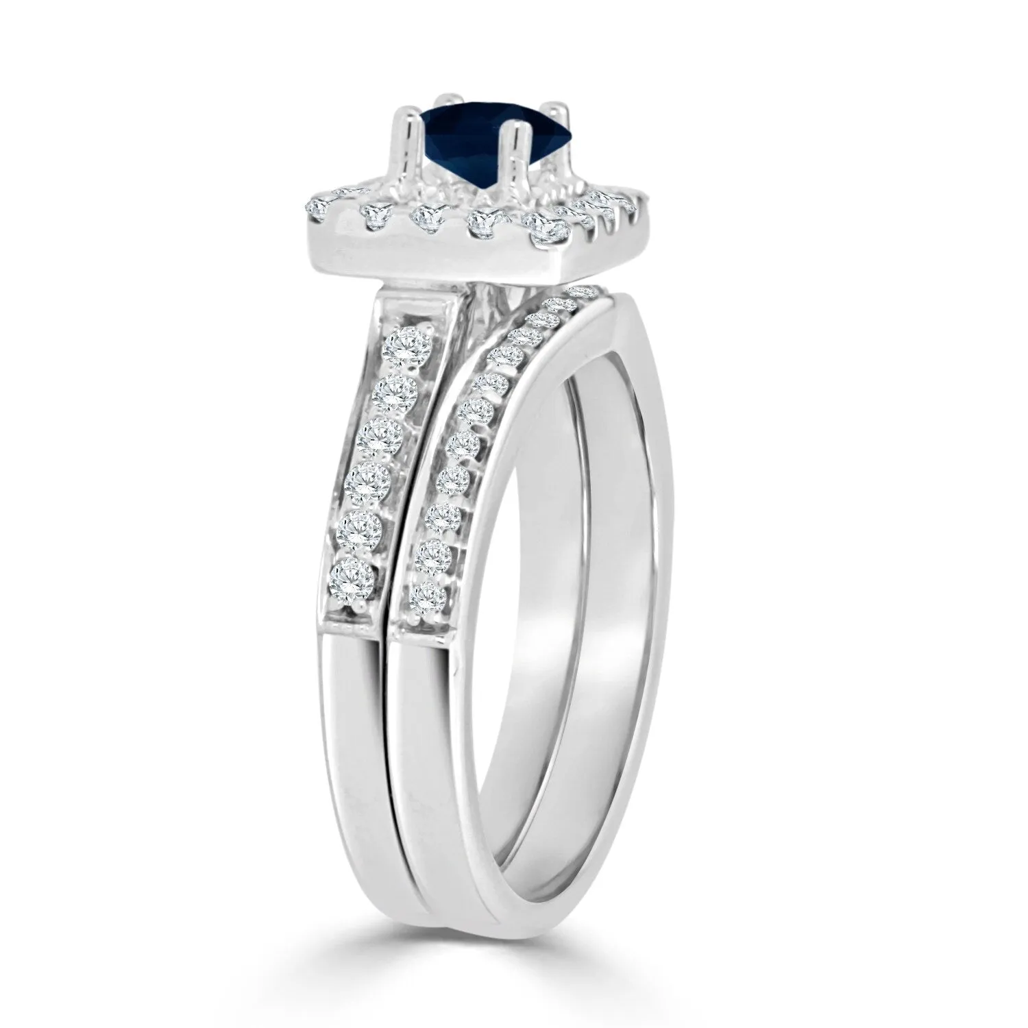 Auriya 2/5ct Round Blue Sapphire and Halo Diamond Engagement Ring Set 14k Gold sold by Zulily product image thumbnail 5
