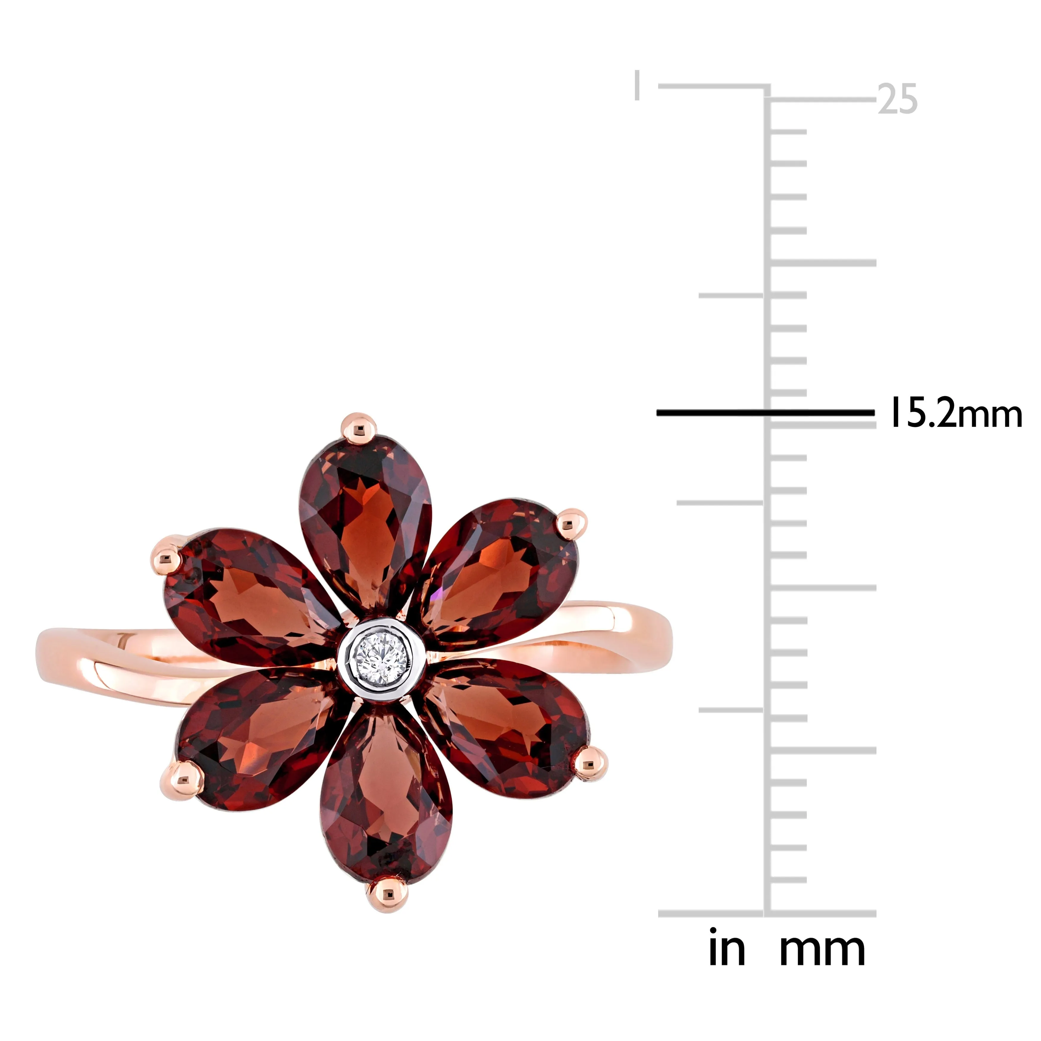 Miadora 3ct TGW Garnet and Diamond Accent Floral Ring in 10k Rose Gold sold by Zulily product image thumbnail 3