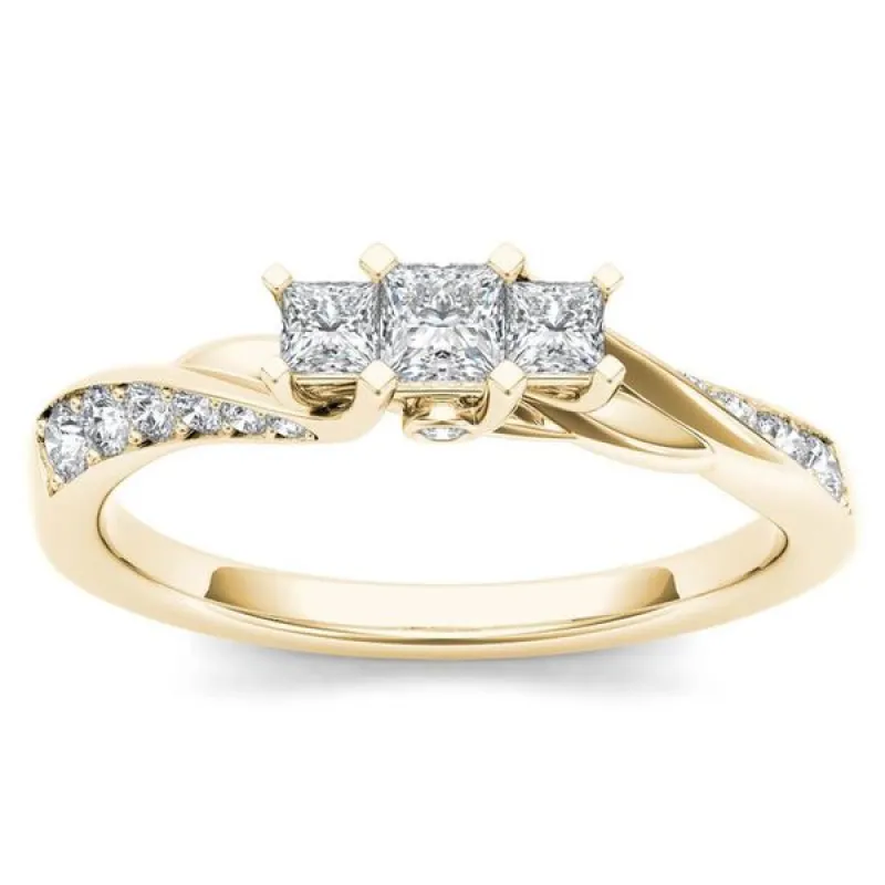 De Couer IGI Certified 10k Yellow Gold 1/2ct TDW Diamond Three-Stone Anniversary Ring sold by Zulily