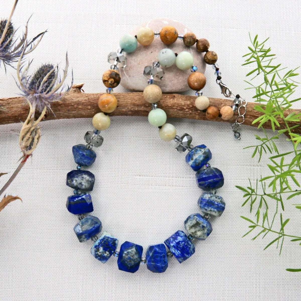Lapis Lazuli Nugget Mixed Stone Necklace sold by Zulily