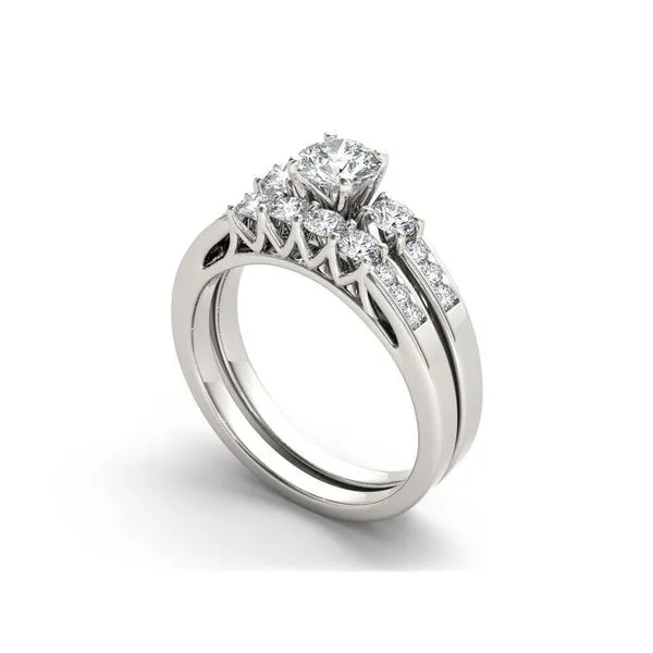 De Couer 14k White Gold 1 1/4ct TDW Diamond Three-Stone Engagement Ring Set - White H-I sold by Zulily product image thumbnail 2