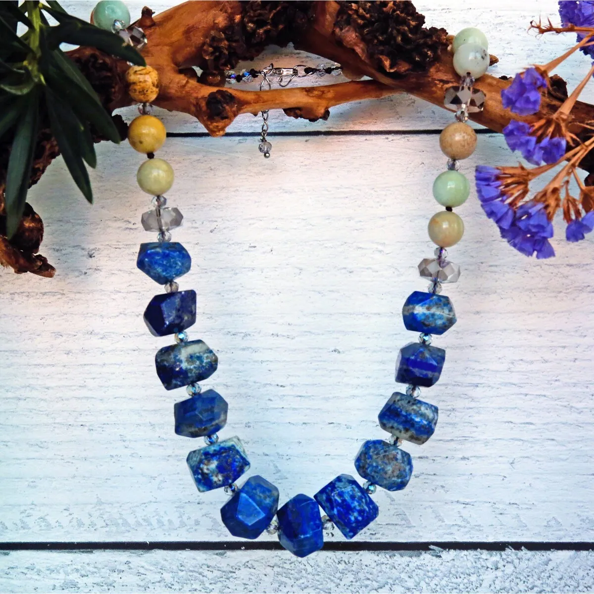 Lapis Lazuli Nugget Mixed Stone Necklace sold by Zulily product image thumbnail 3