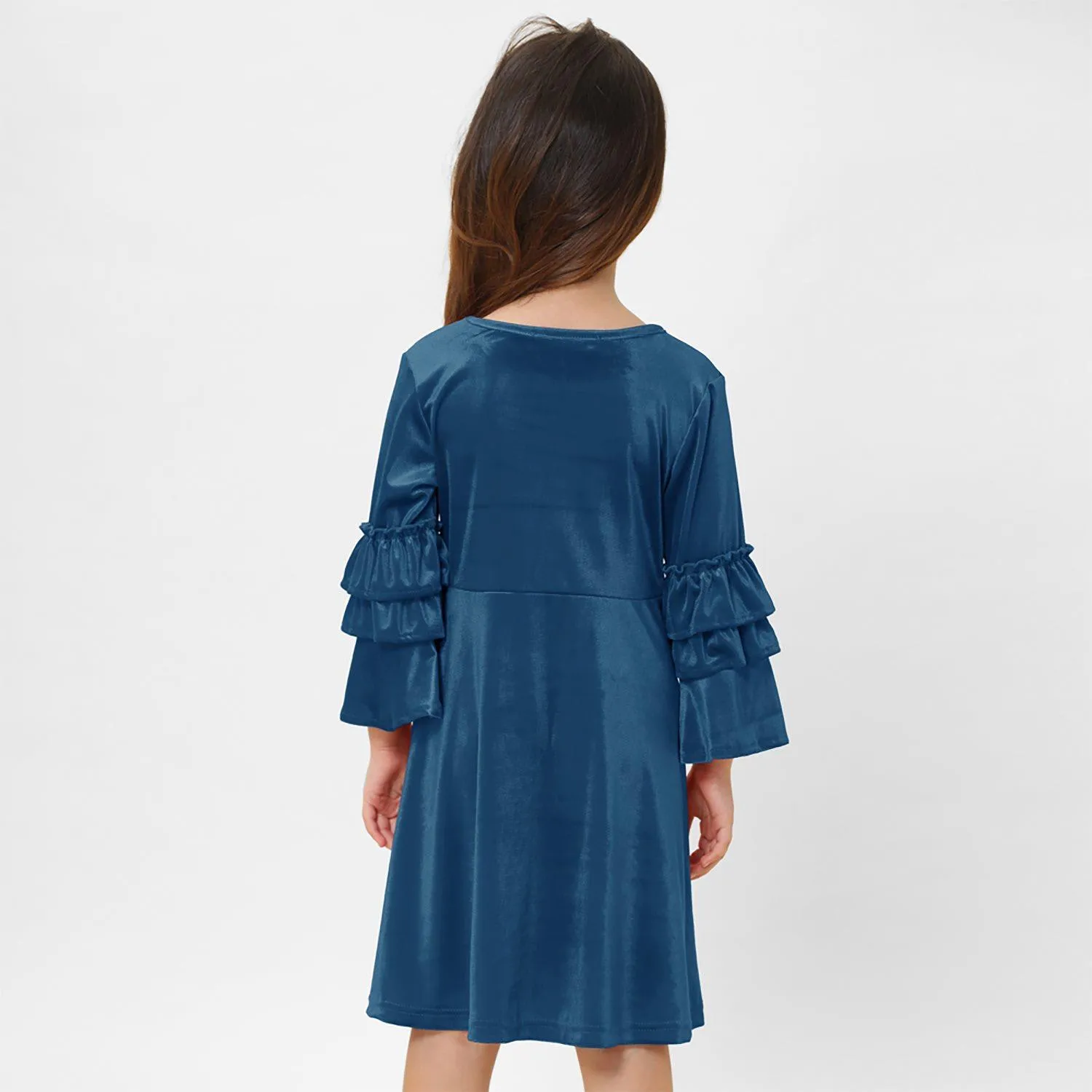 Blue Velvet Bell-Sleeve A-Line Dress sold by Zulily product image thumbnail 2