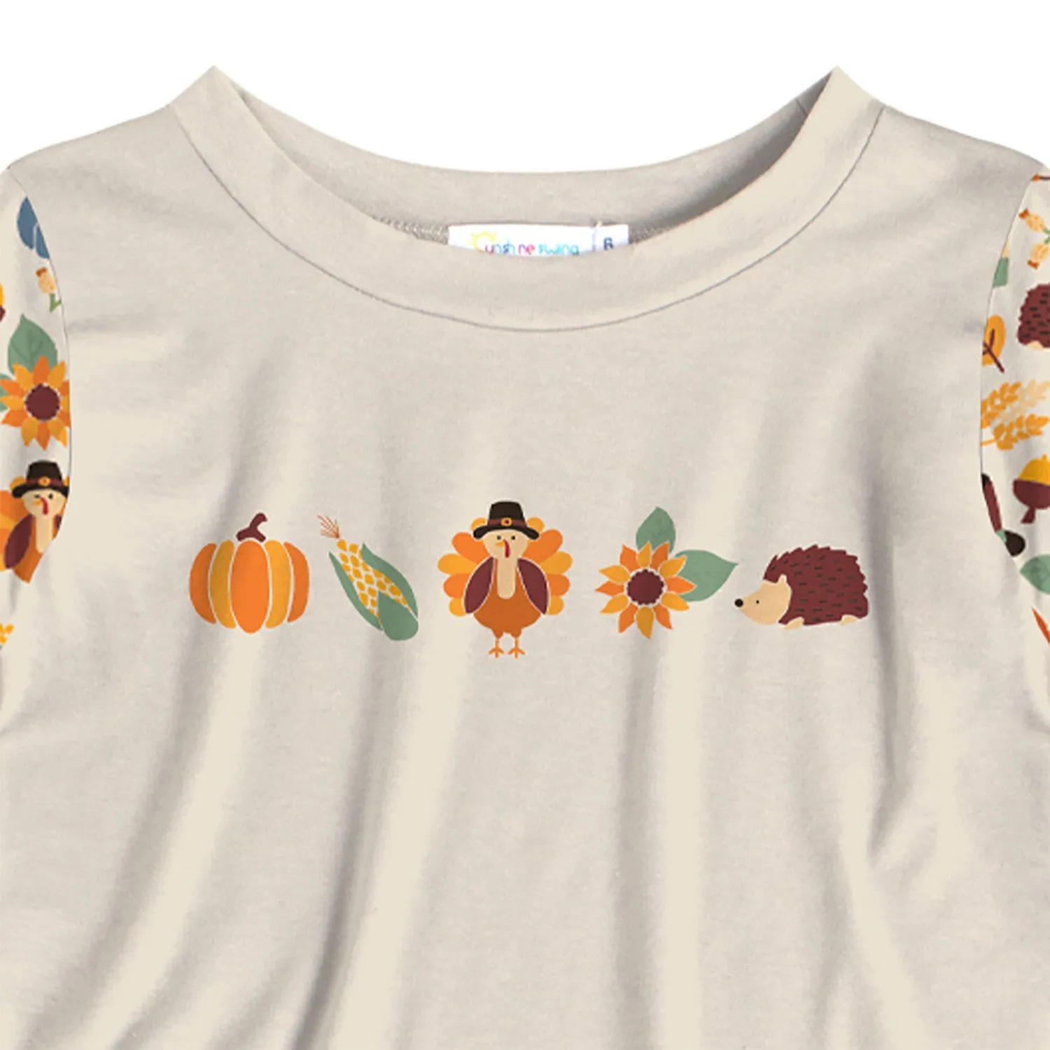 Beige & Orange Pumpkin & Turkey Print Long Sleeve Top sold by Zulily product image thumbnail 2