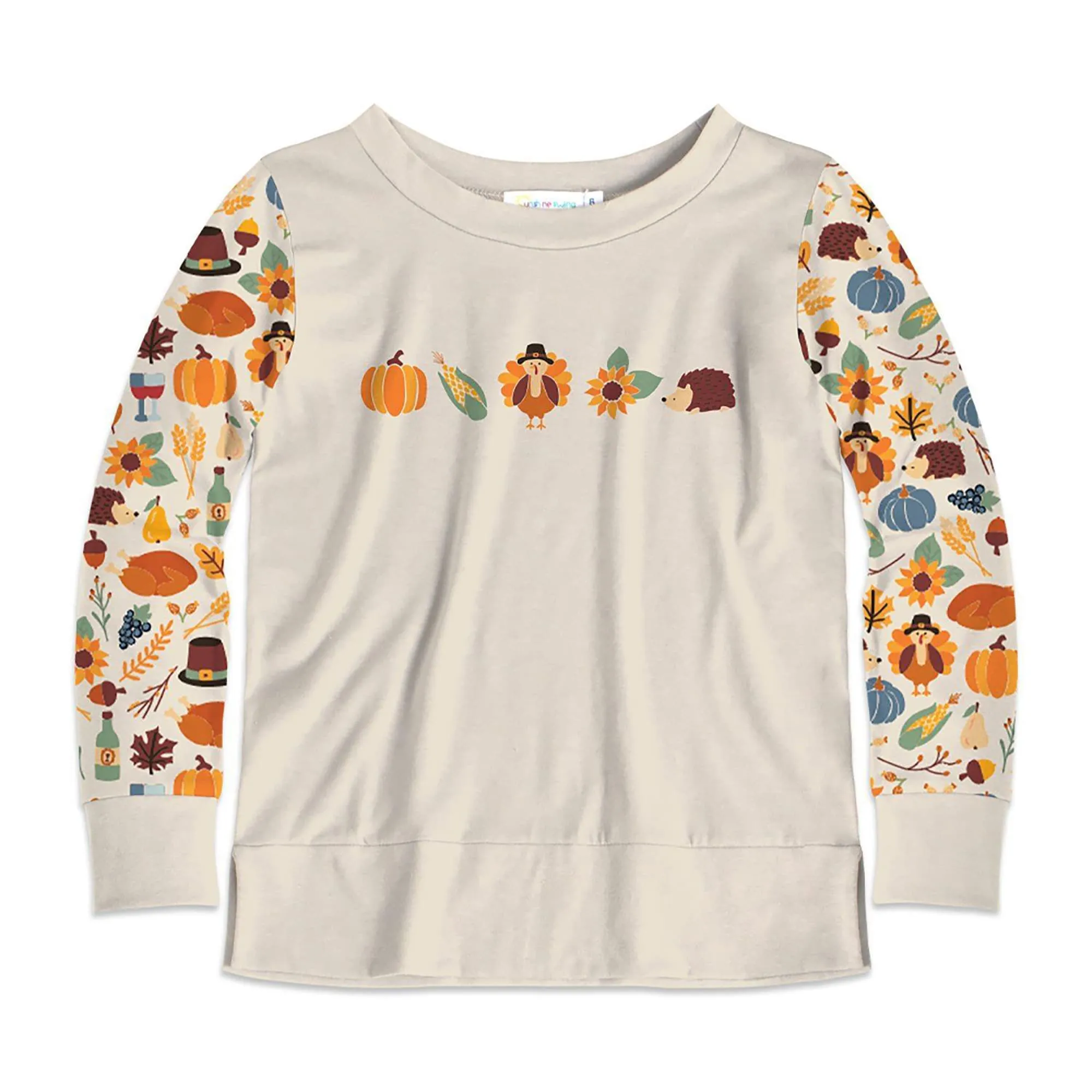 Beige & Orange Pumpkin & Turkey Print Long Sleeve Top sold by Zulily