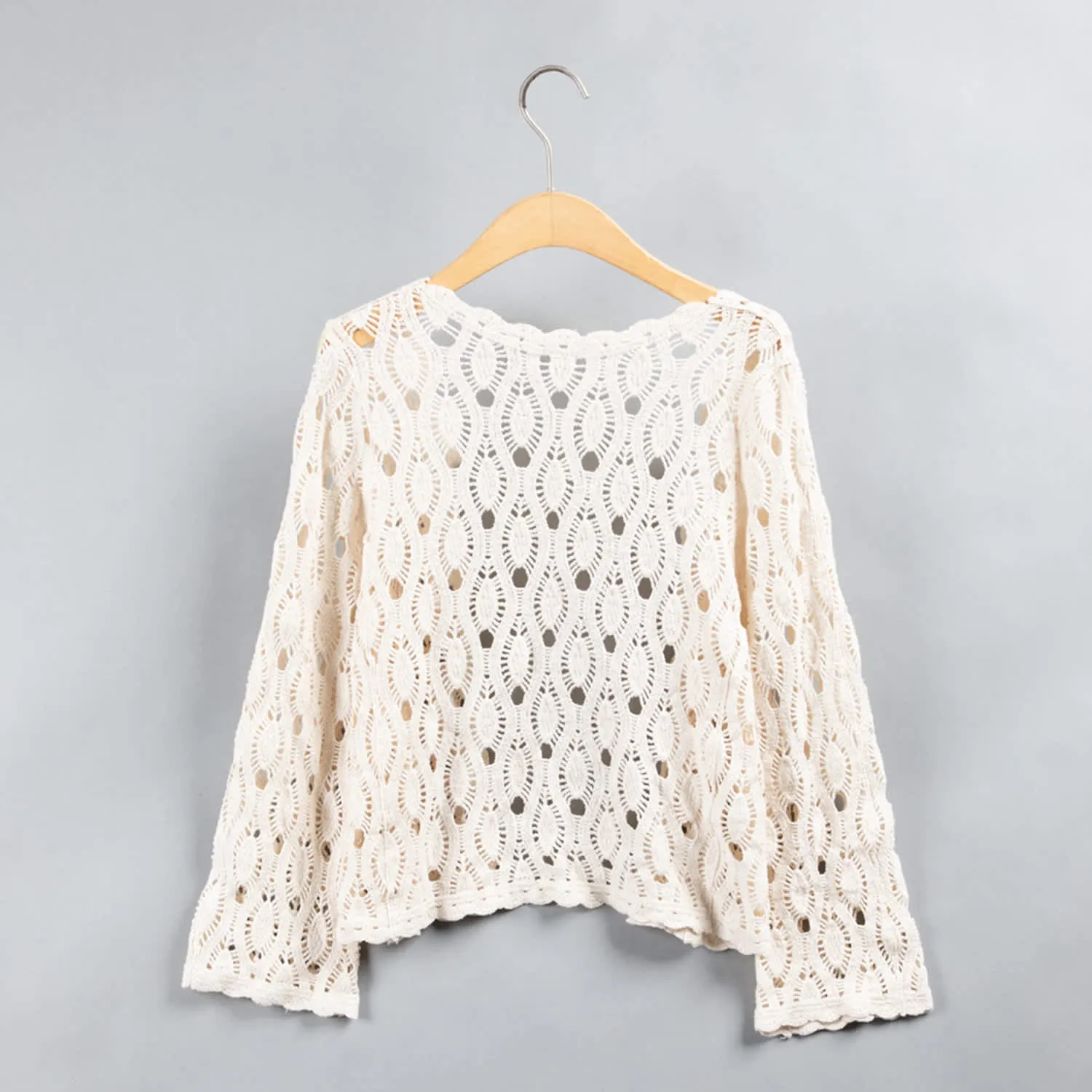 Cream Crochet Cardigan sold by Zulily product image thumbnail 2