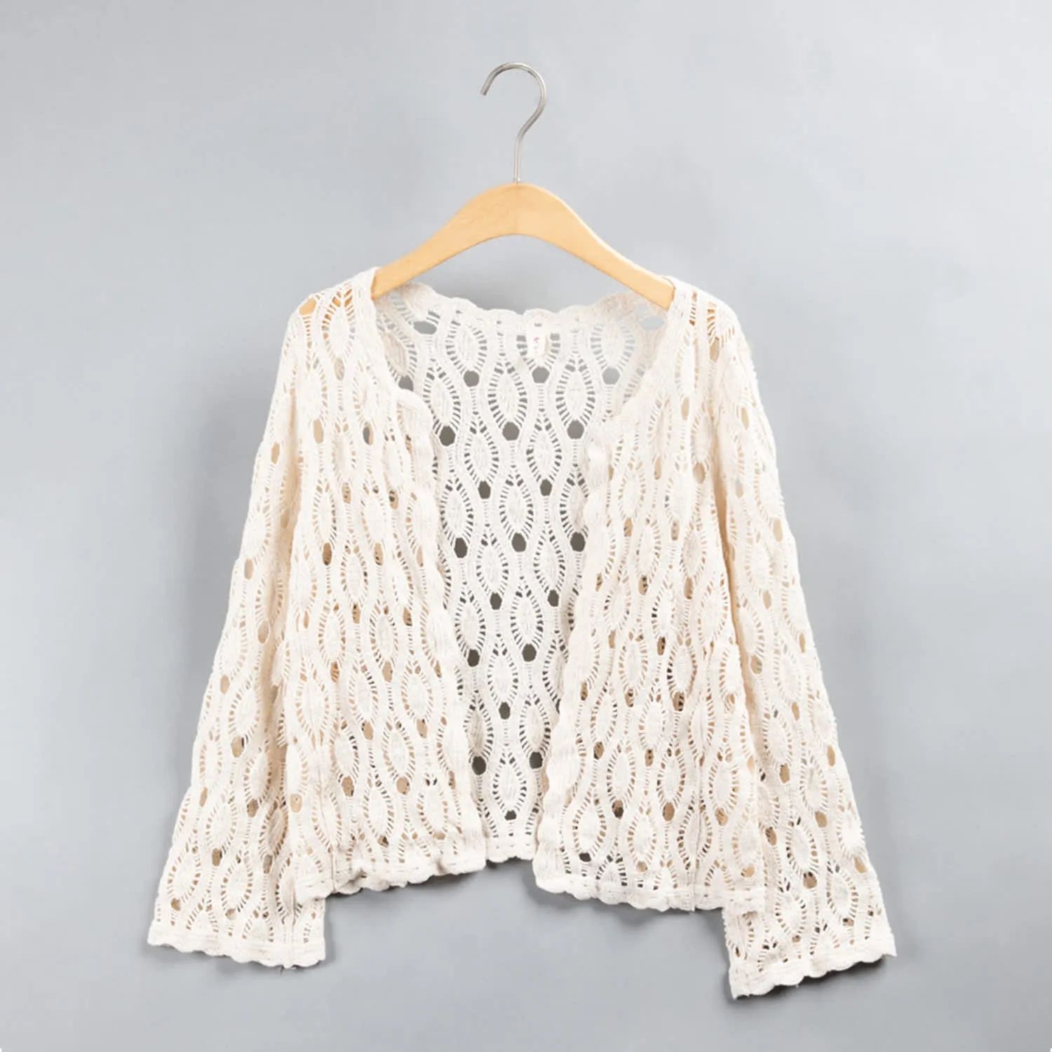 Cream Crochet Cardigan sold by Zulily