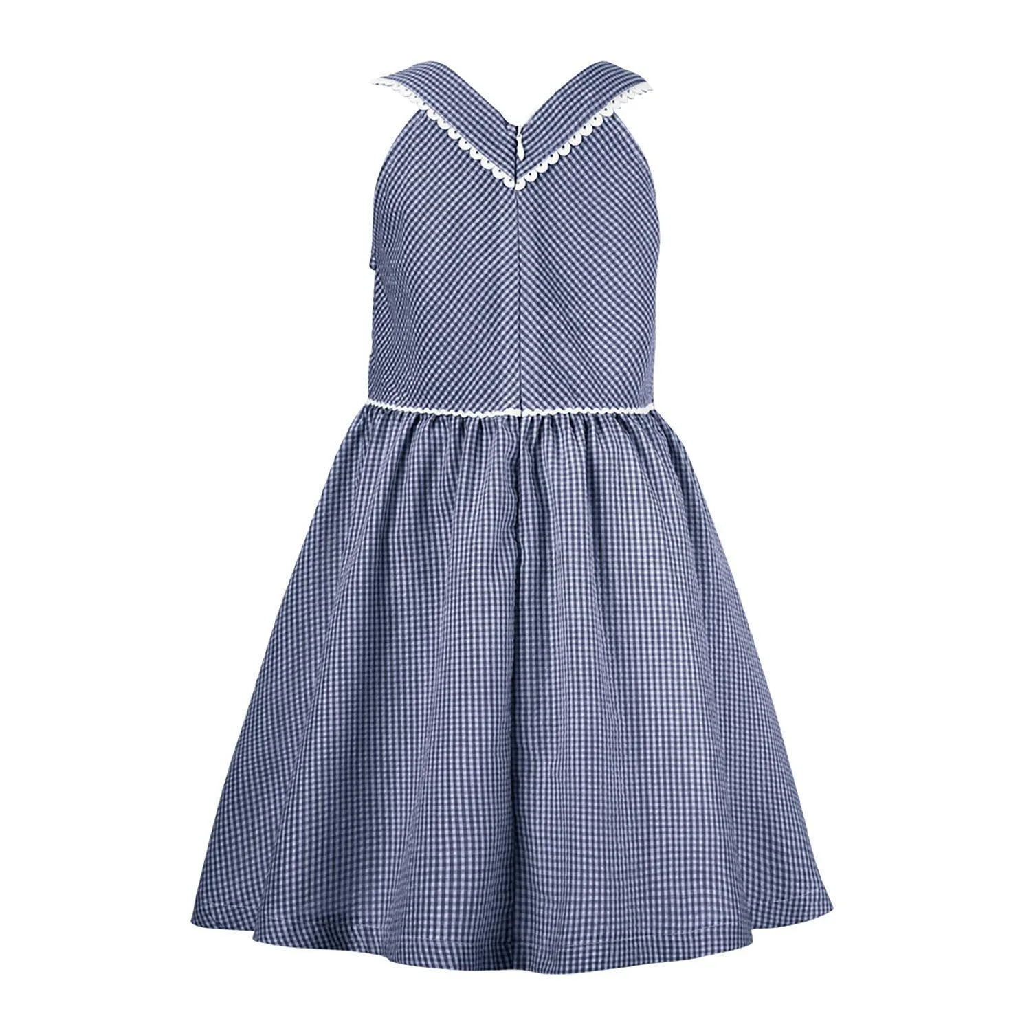 Blue Gingham Bow-Accent Sleeveless A-Line Dress sold by Zulily product image thumbnail 2