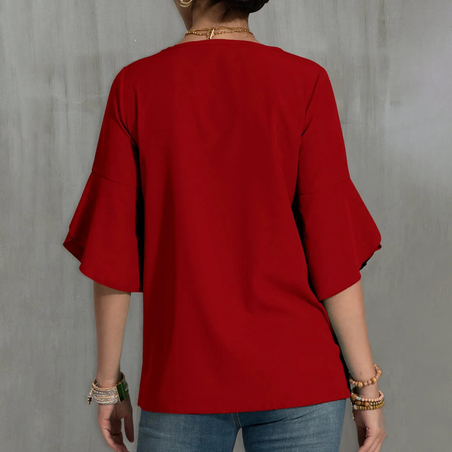 Red Tulip-Sleeve Top sold by Zulily product image thumbnail 2