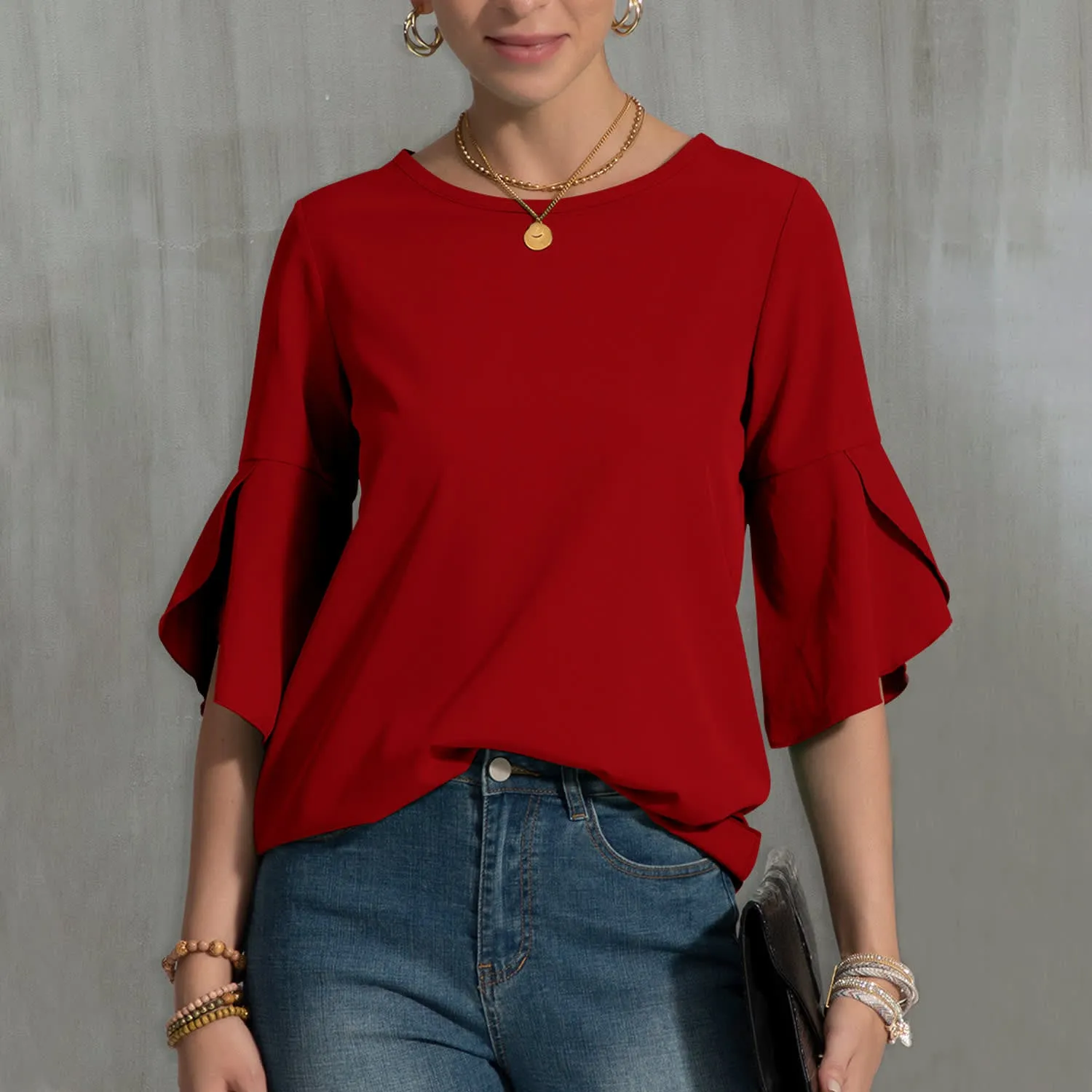 Red Tulip-Sleeve Top sold by Zulily