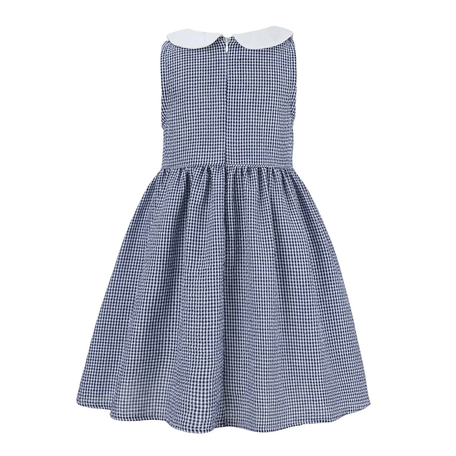 Blue Gingham Peter Pan Collar Sleeveless A-Line Dress sold by Zulily product image thumbnail 2