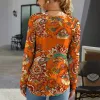 Orange Paisley Floral Print Round Neck Long Sleeve T-Shirt sold by Zulily