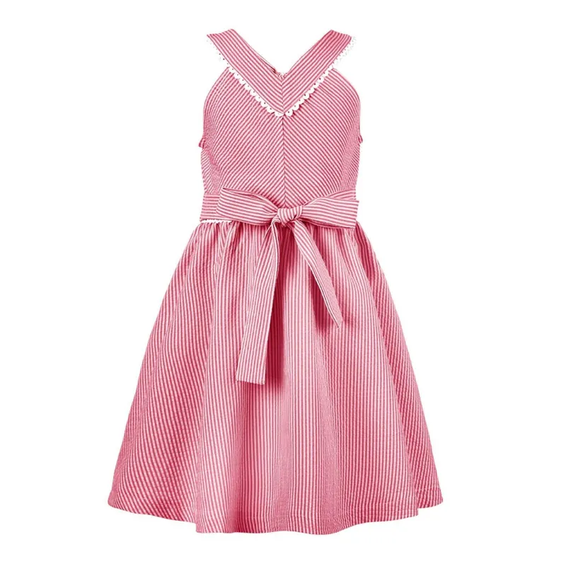 Red & White Stripe Bow-Accent Sleeveless A-Line Dress sold by Zulily