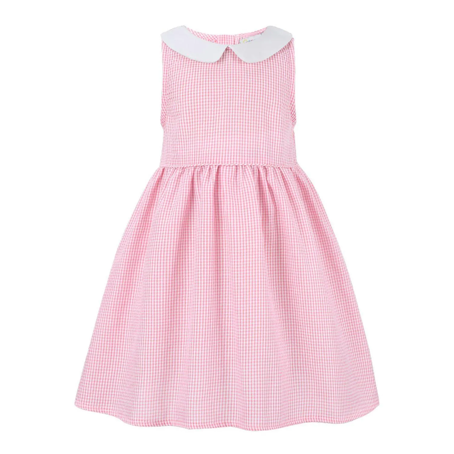 Pink Gingham Peter Pan Collar Sleeveless A-Line Dress sold by Zulily
