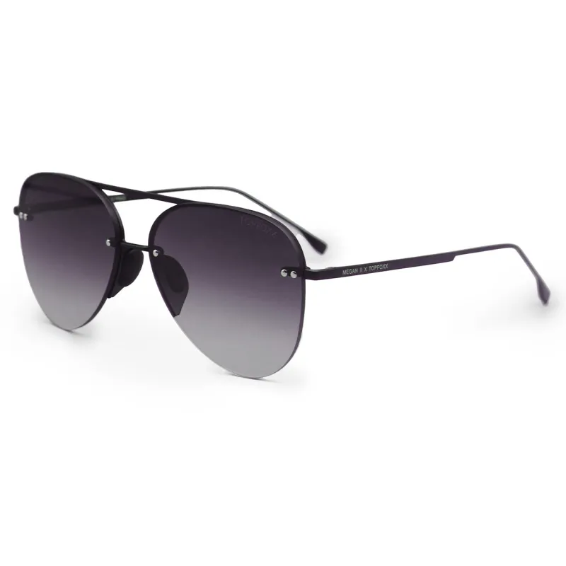 TopFoxx Smaller Megan 2 Faded Black - Tangle Free Women's Aviator Sunglasses made by Topfoxx