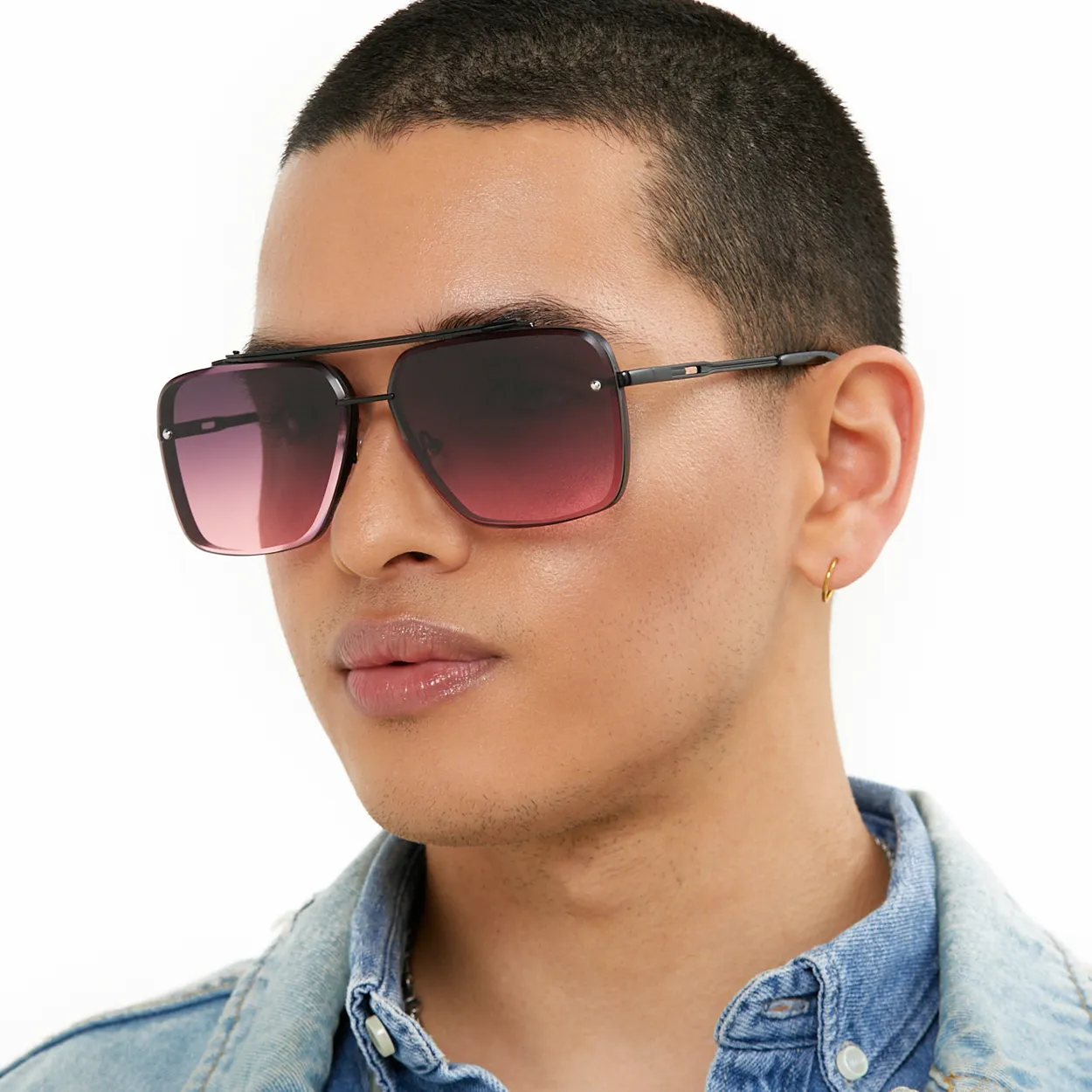 TopFoxx Bella - Ruby Oversized Squared Aviators Unisex Sunglasses sold by Zulily product image thumbnail 5