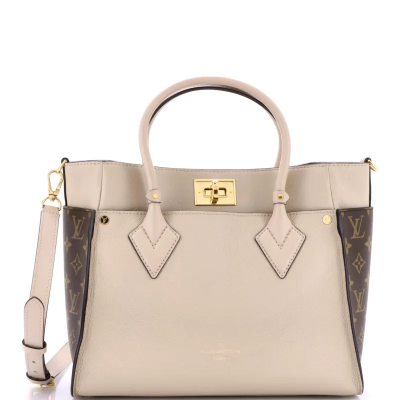 Pre-Loved Louis Vuitton On My Side Tote Leather with Monogram Canvas MM sold by Zulily
