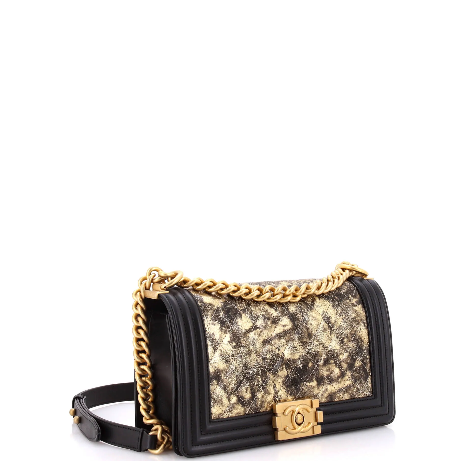 Pre-Loved Chanel Boy Flap Bag Quilted Metallic Crumpled Goatskin Old Medium sold by Zulily product image thumbnail 3