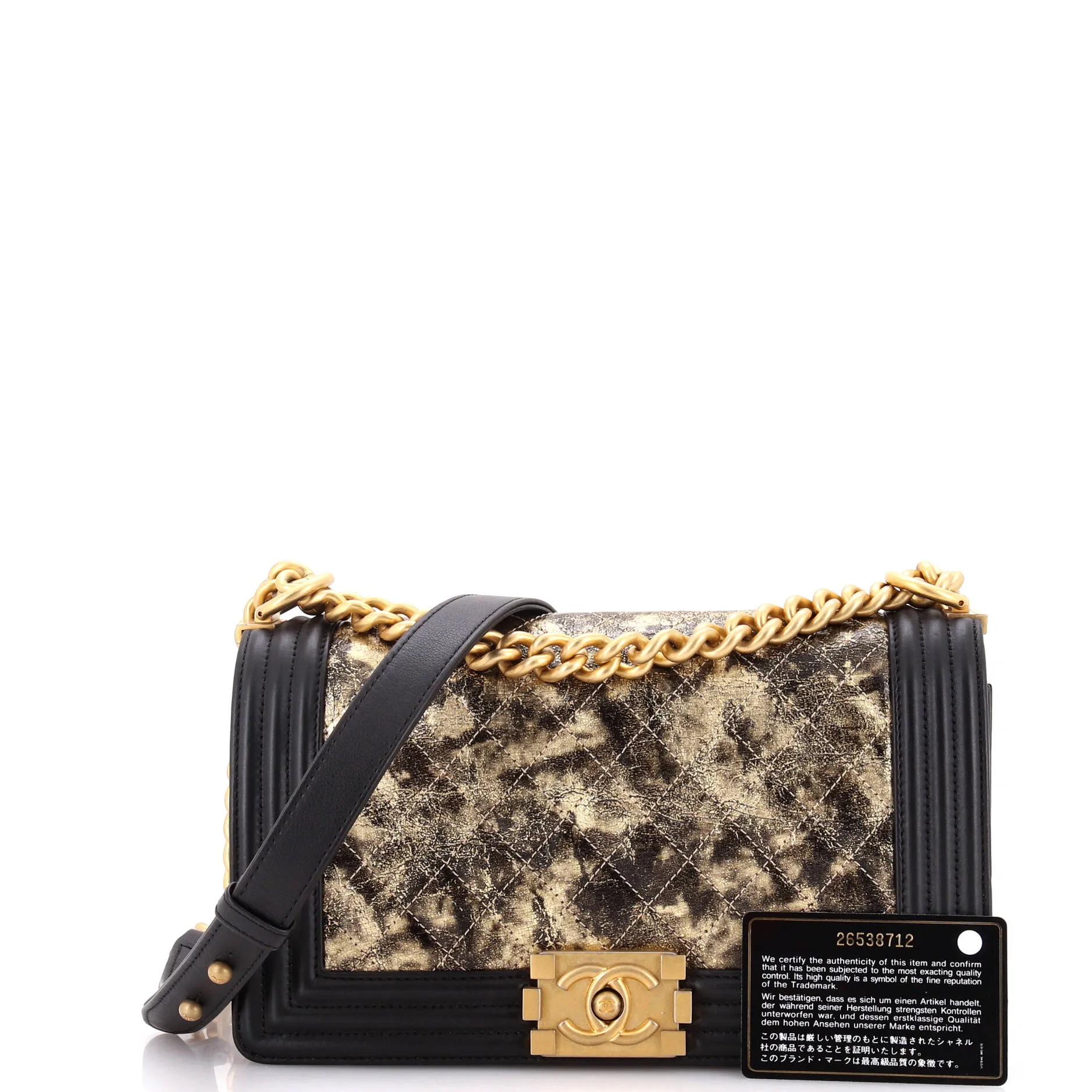 Pre-Loved Chanel Boy Flap Bag Quilted Metallic Crumpled Goatskin Old Medium sold by Zulily product image thumbnail 2