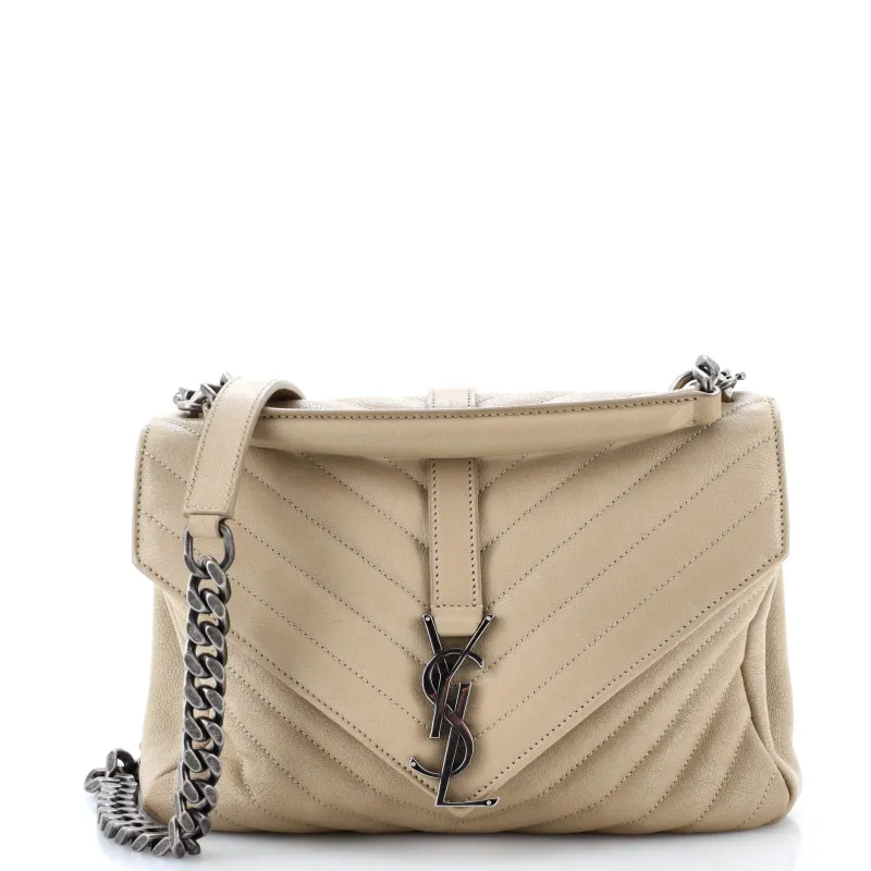 Pre-Loved Saint Laurent Classic Monogram College Bag Matelasse Chevron Leather Medium sold by Zulily