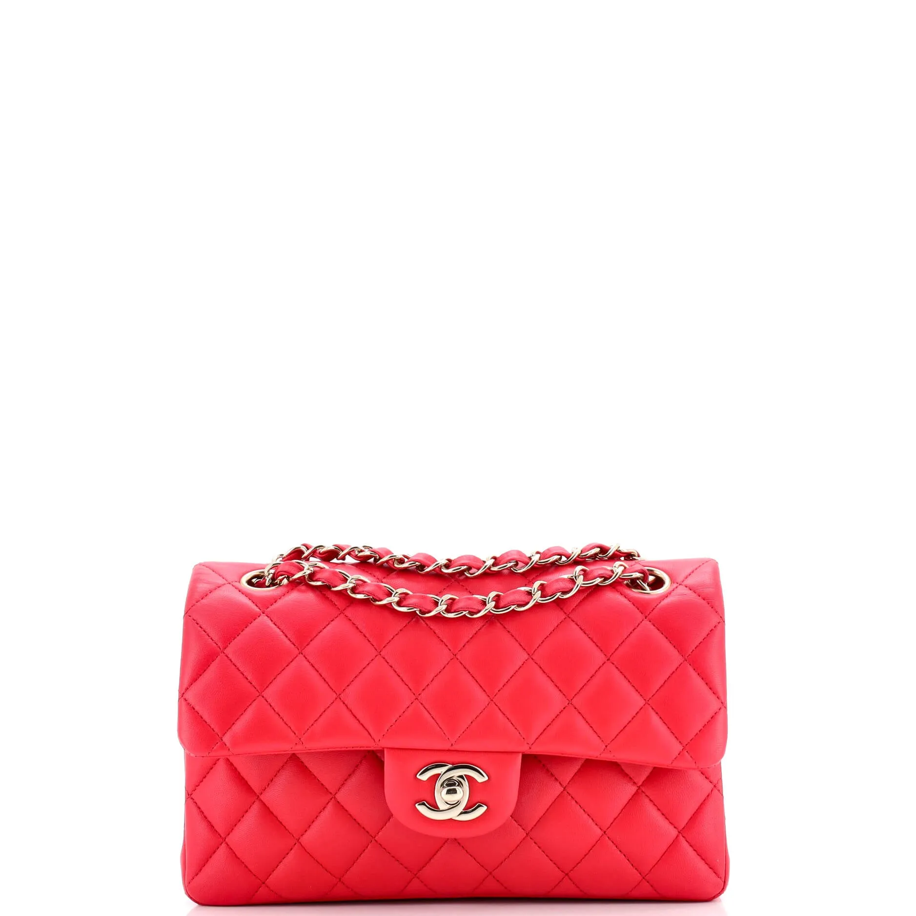 Pre-Loved Chanel Classic Double Flap Bag Quilted Lambskin Small sold by Zulily