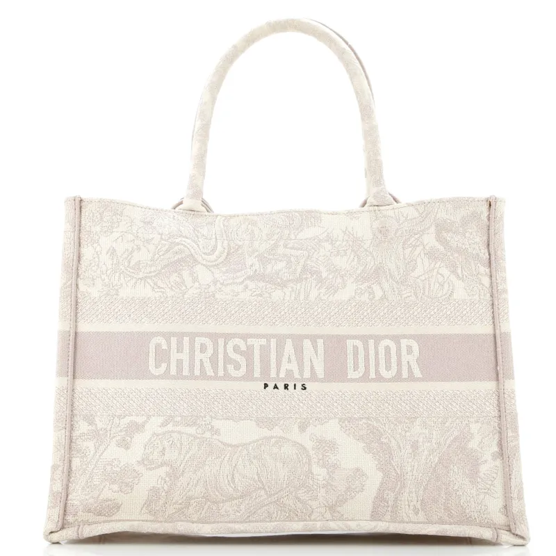 Pre-Loved Christian Dior Book Tote Embroidered Canvas Medium sold by Zulily