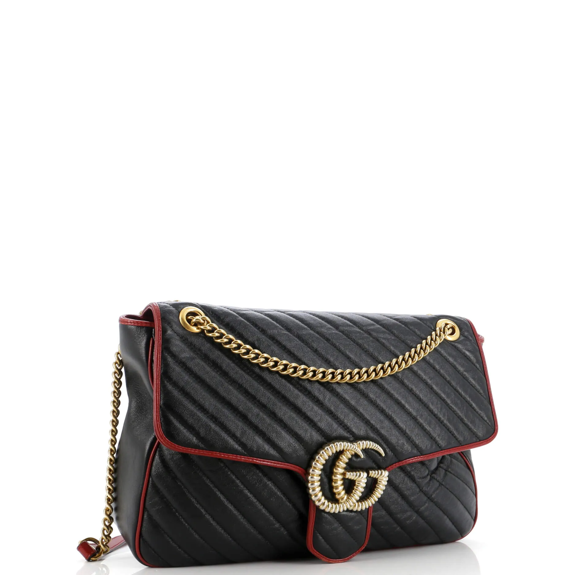 Pre-Loved Gucci GG Marmont Flap Bag Diagonal Quilted Leather Medium sold by Zulily product image thumbnail 2