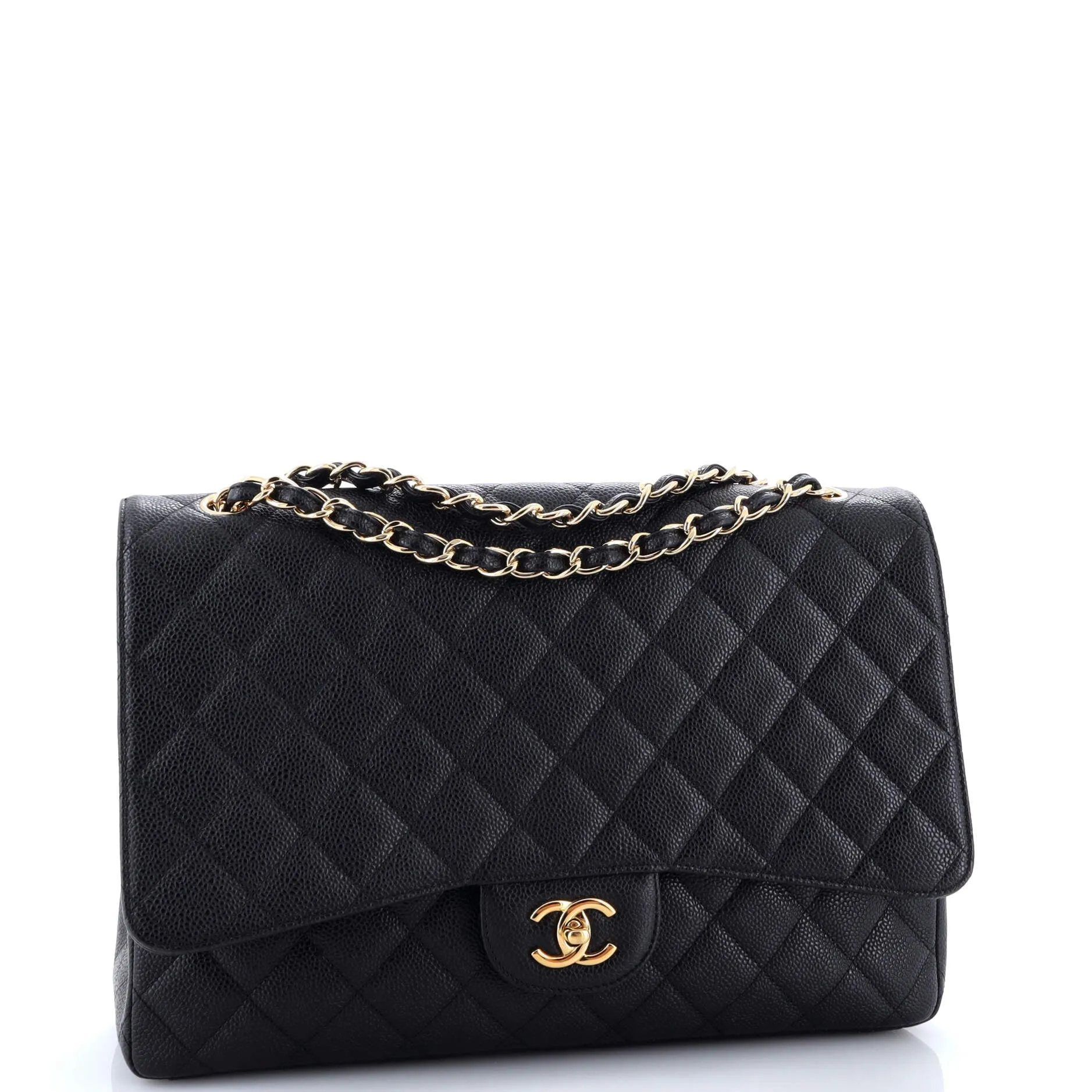 Pre-Loved Chanel Classic Single Flap Bag Quilted Caviar Maxi sold by Zulily product image thumbnail 2