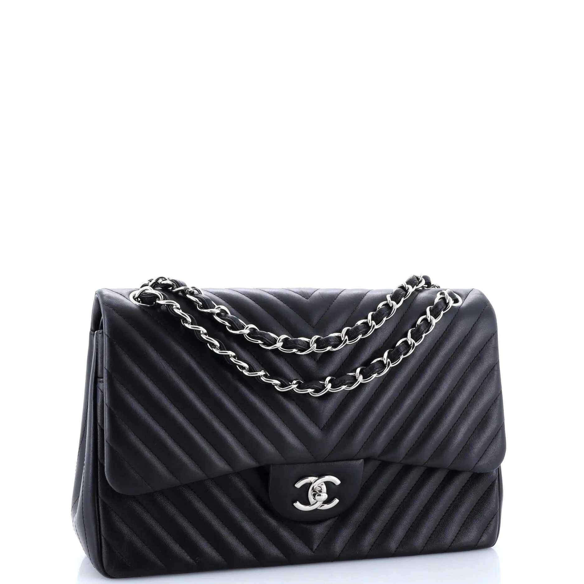 Pre-Loved Chanel Classic Double Flap Bag Chevron Lambskin Jumbo sold by Zulily product image thumbnail 3