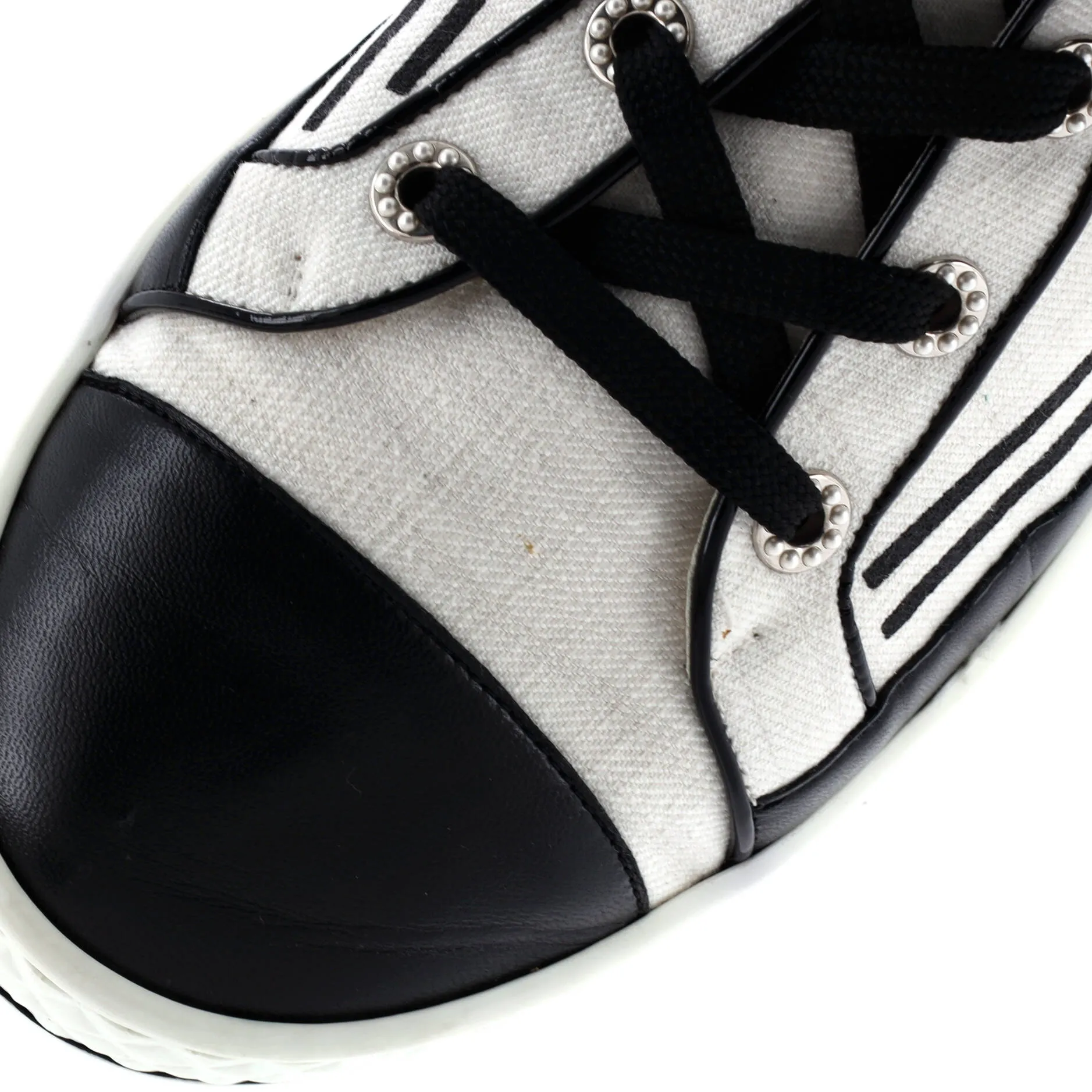 Pre-Loved Chanel Women's CC Cap Toe High-Top Sneakers Canvas and Leather sold by Zulily product image thumbnail 5