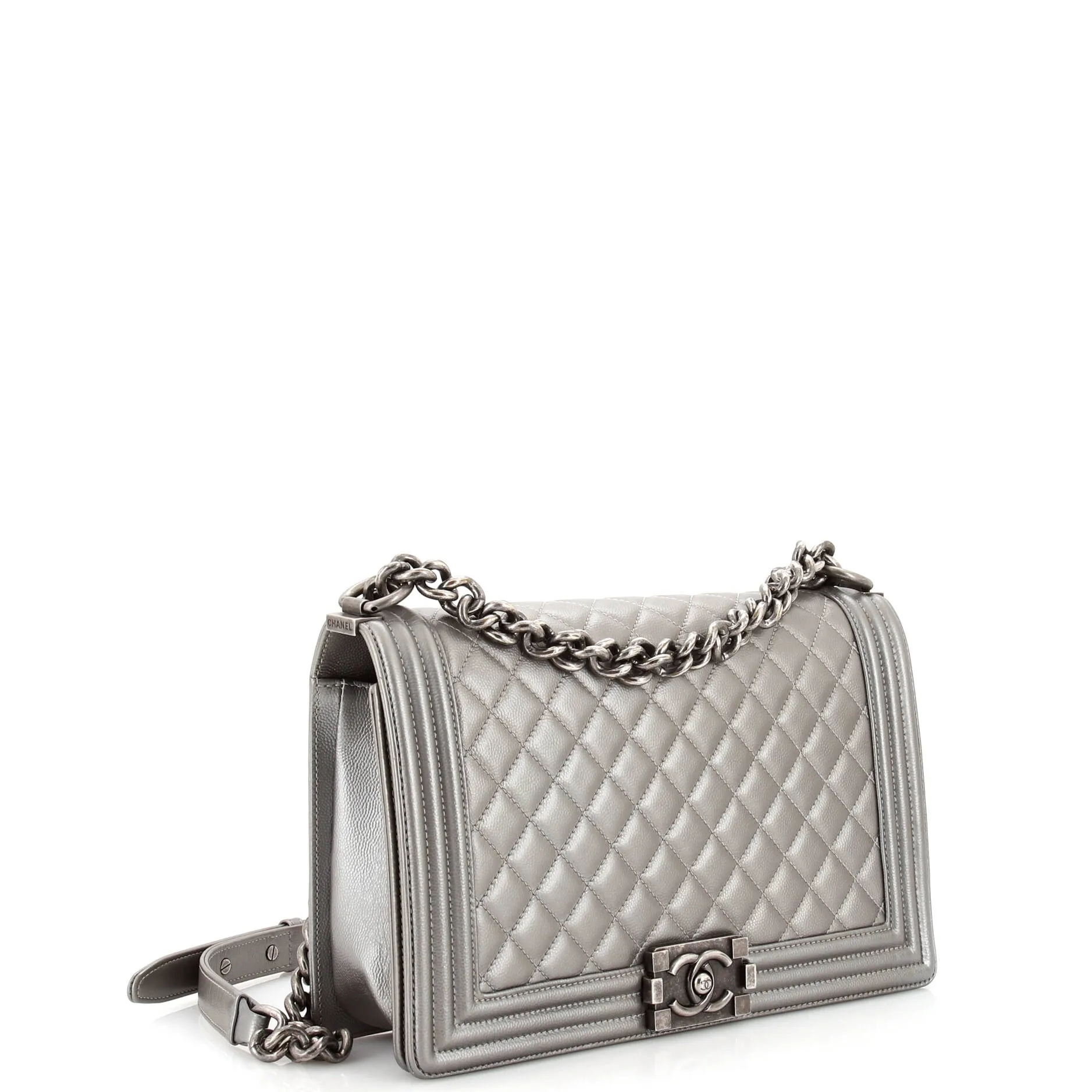 Pre-Loved Chanel Boy Flap Bag Quilted Caviar New Medium sold by Zulily product image thumbnail 2