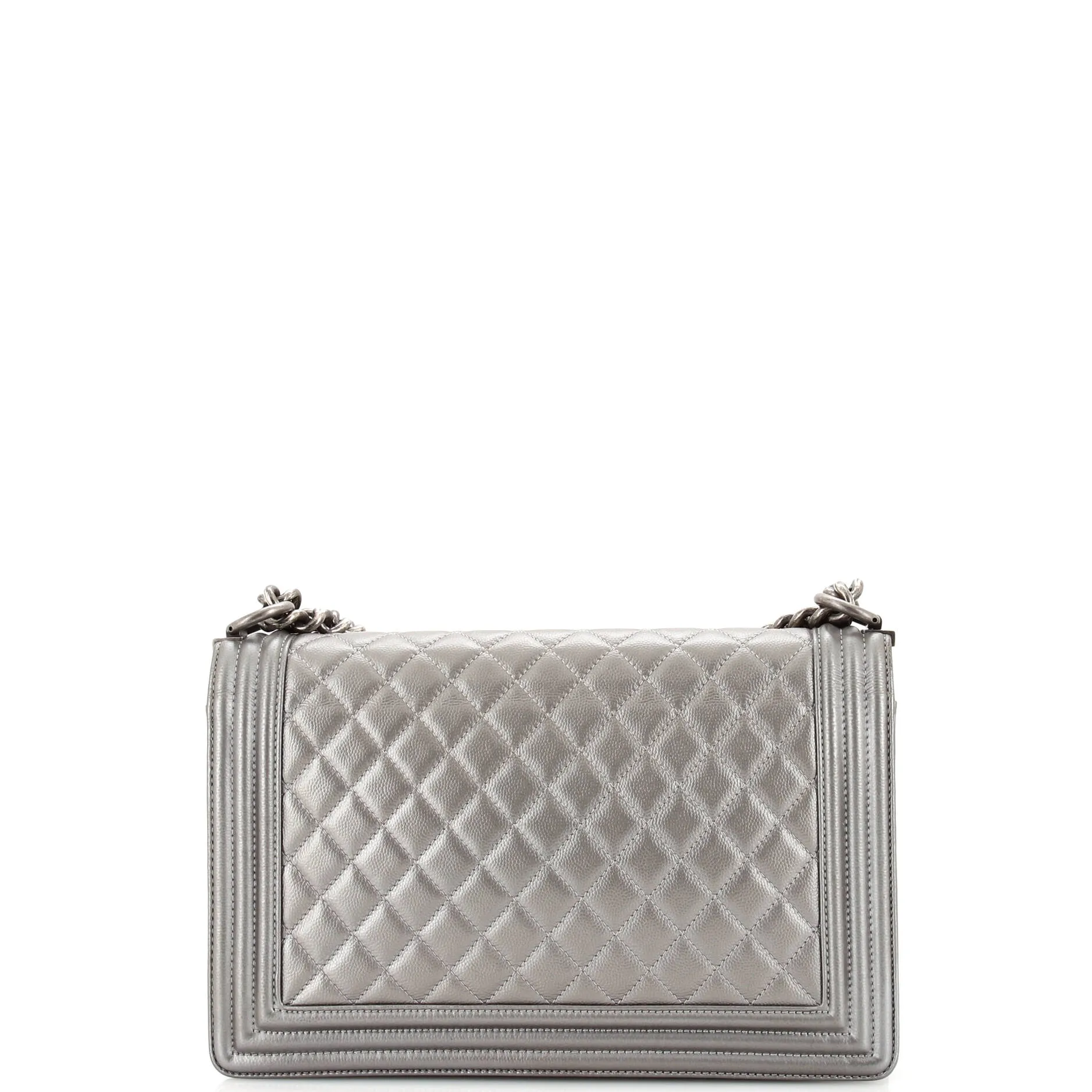 Pre-Loved Chanel Boy Flap Bag Quilted Caviar New Medium sold by Zulily product image thumbnail 3