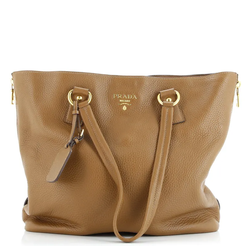 Pre-Loved Prada Side Zip Shopper Tote Vitello Daino Large sold by Zulily