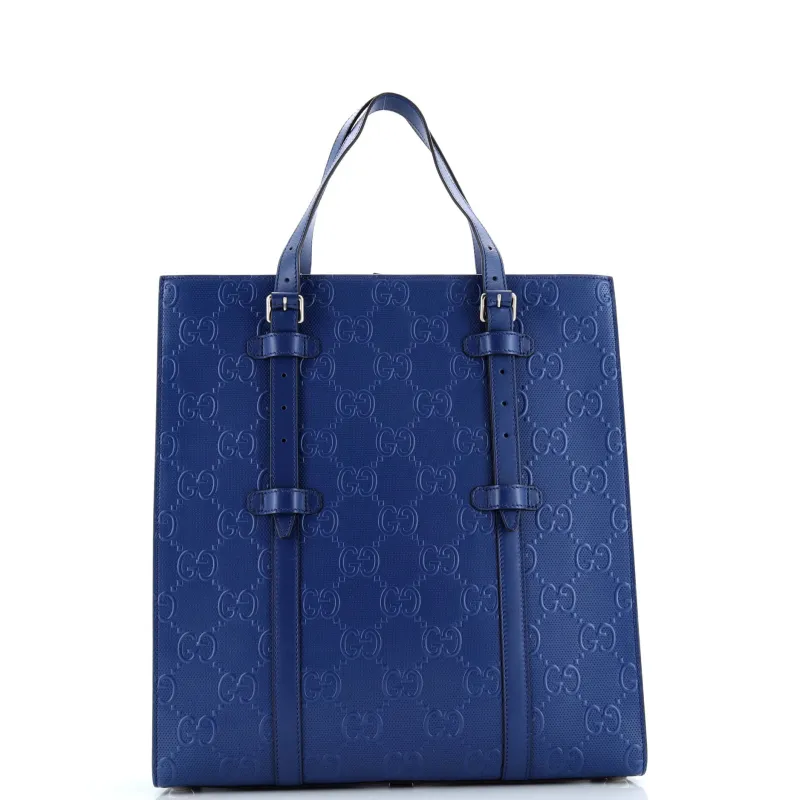 Pre-Loved Gucci Tote Bag GG Embossed Perforated Leather Medium sold by Zulily