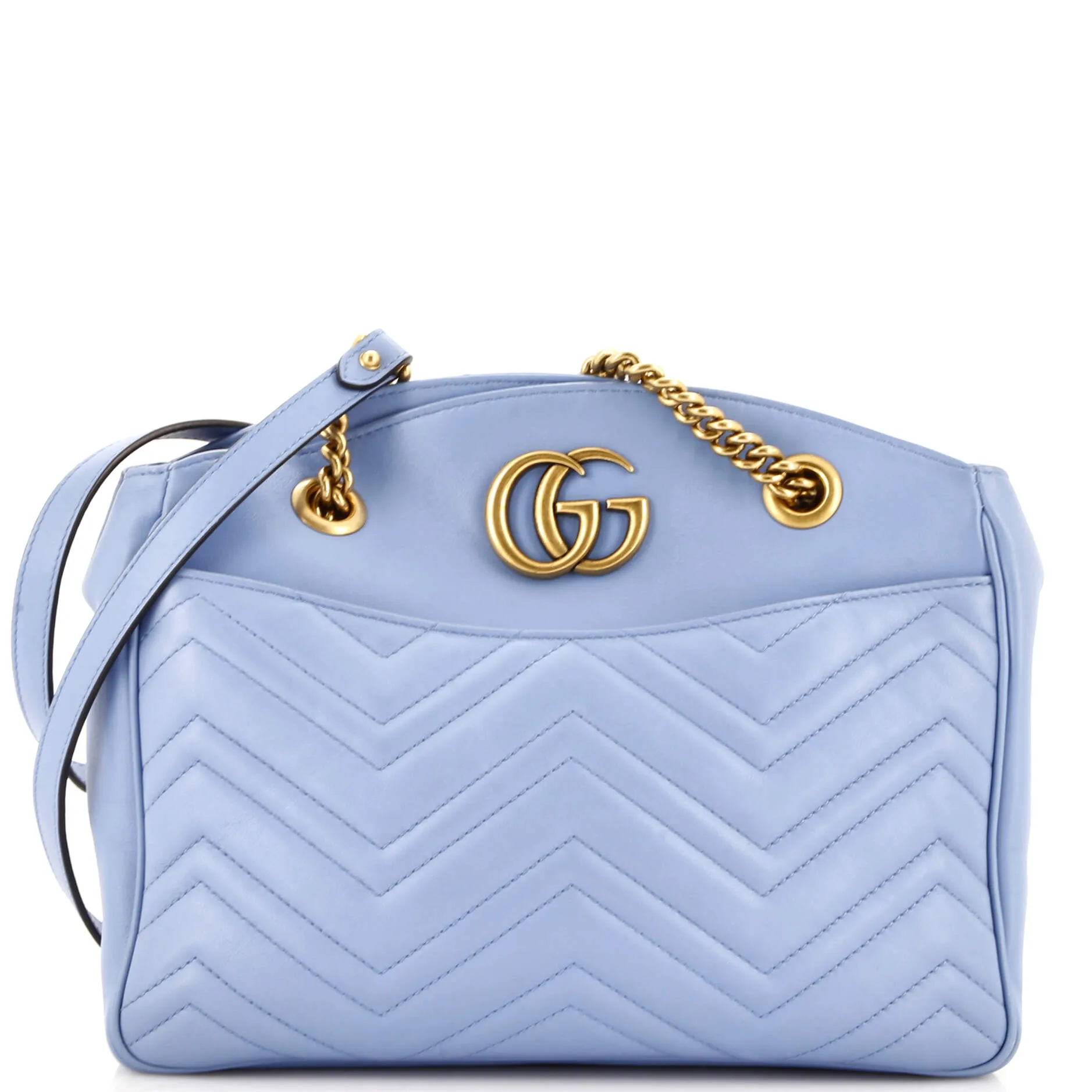 Pre-Loved Gucci GG Marmont Chain Tote Matelasse Leather Medium sold by Zulily