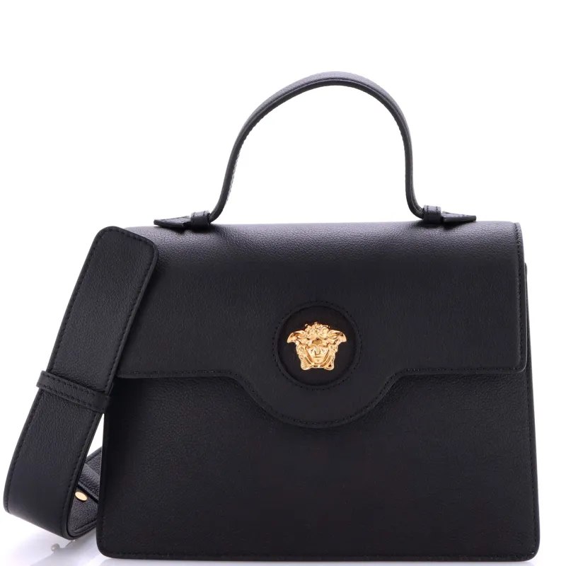 Pre-Loved Versace La Medusa Top Handle Bag Leather Medium sold by Zulily