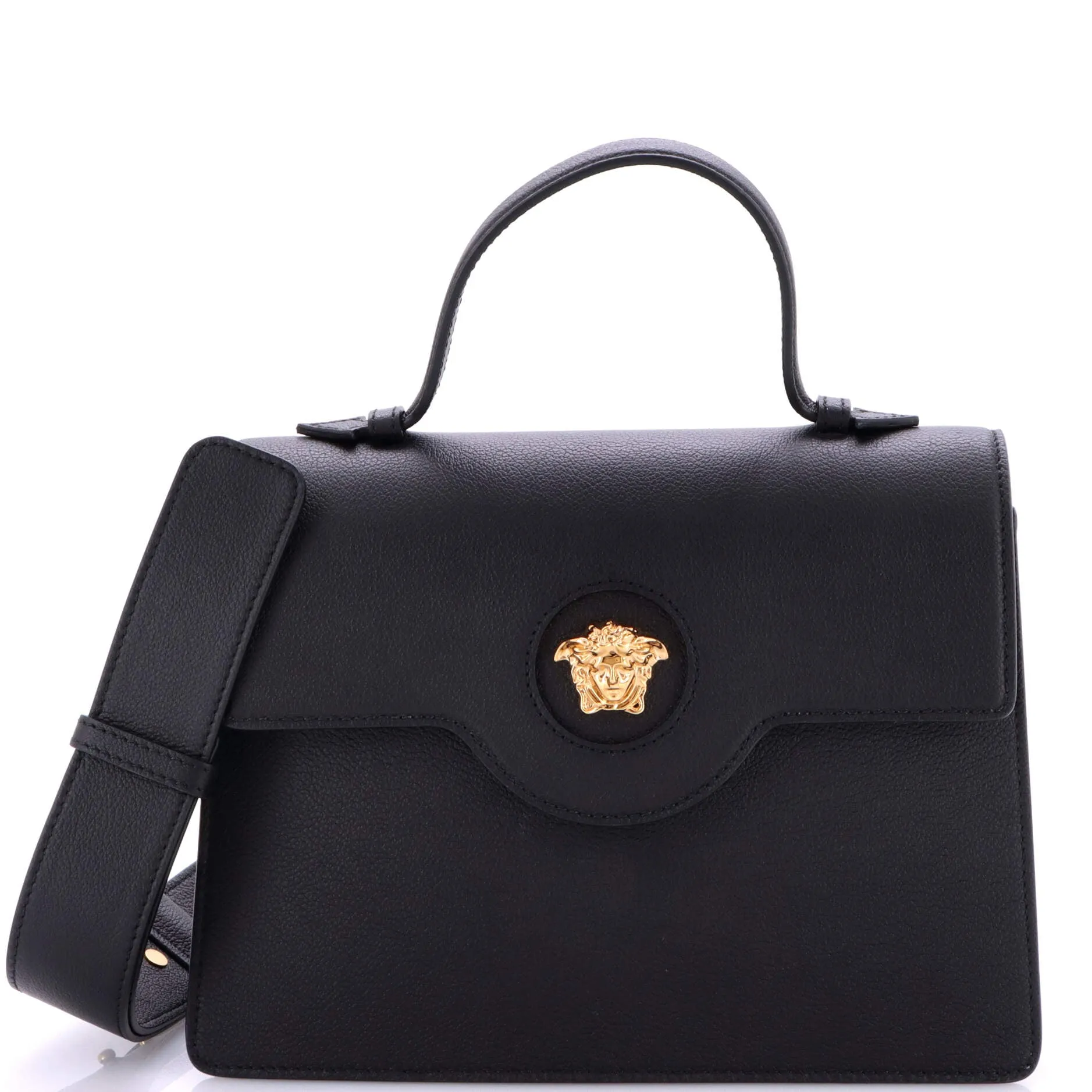 Pre-Loved Versace La Medusa Top Handle Bag Leather Medium sold by Zulily
