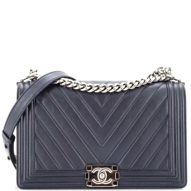 Pre-Loved Chanel Boy Flap Bag Chevron Calfskin New Medium sold by Zulily