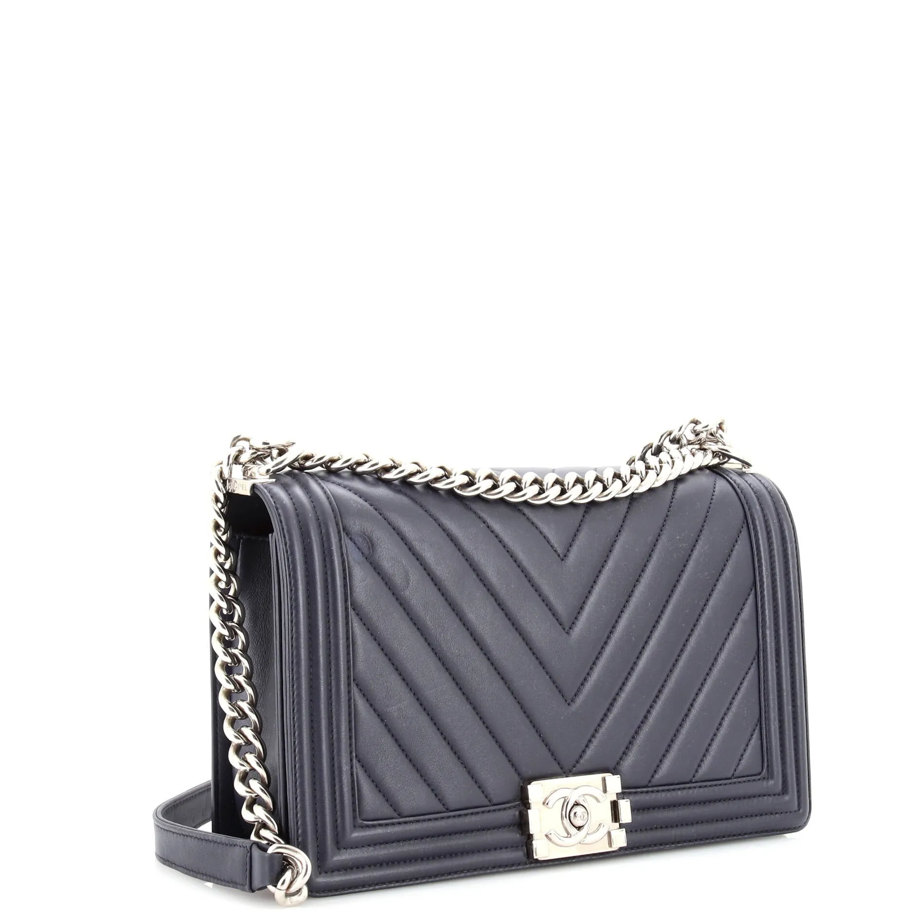 Pre-Loved Chanel Boy Flap Bag Chevron Calfskin New Medium sold by Zulily product image thumbnail 2