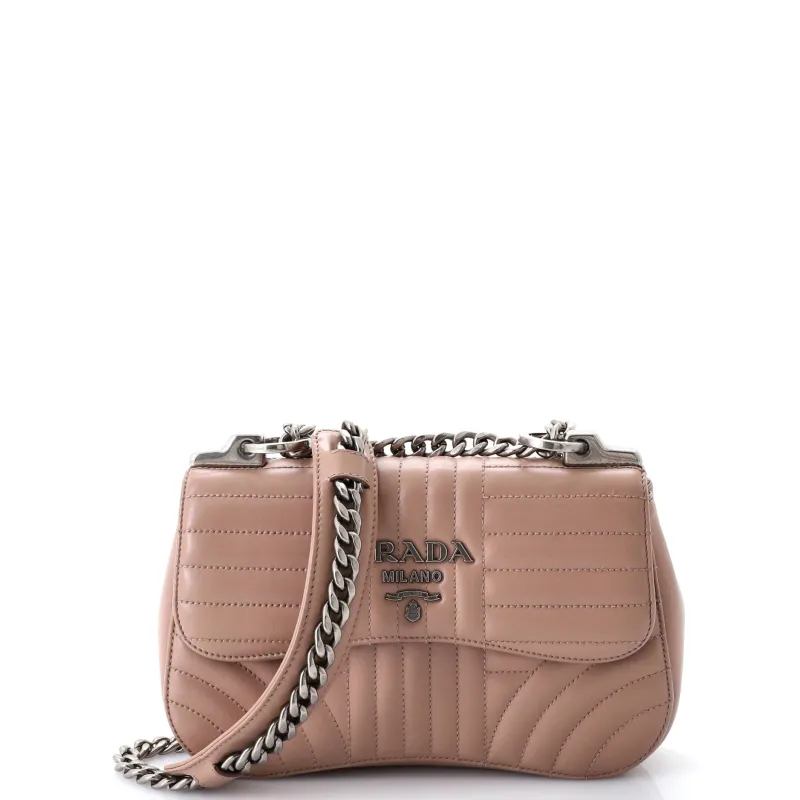 Pre-Loved Prada Curved Flap Chain Shoulder Bag Diagramme Quilted Leather Small sold by Zulily