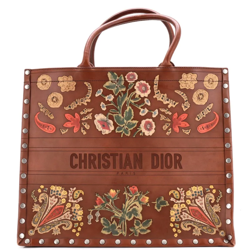 Pre-Loved Christian Dior Book Tote Embroidered Studded Leather Large sold by Zulily