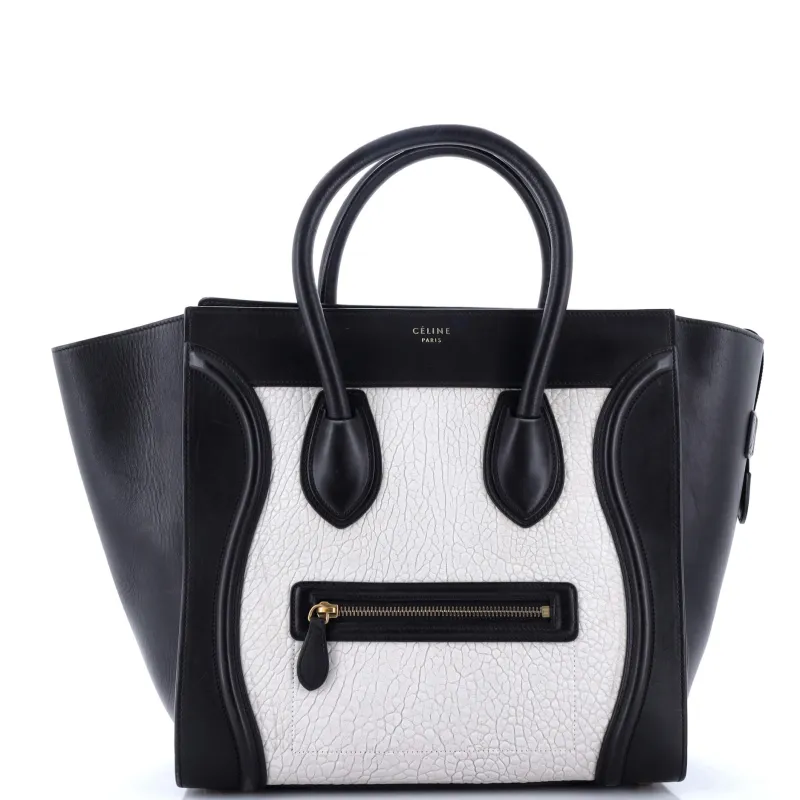 Pre-Loved Celine Bicolor Luggage Bag Crocodile Embossed Leather Mini sold by Zulily